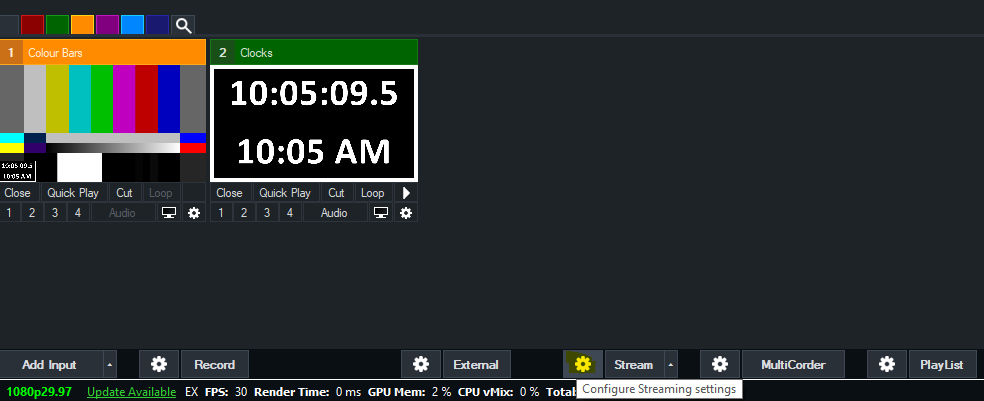 vMix settings