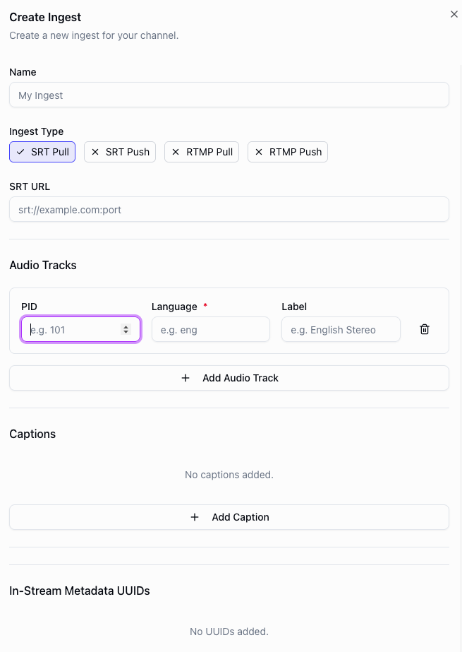 SRT Multi-audio example with PIDs
