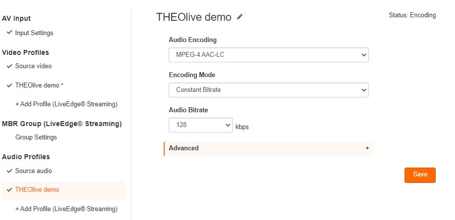 Setting up the video profile