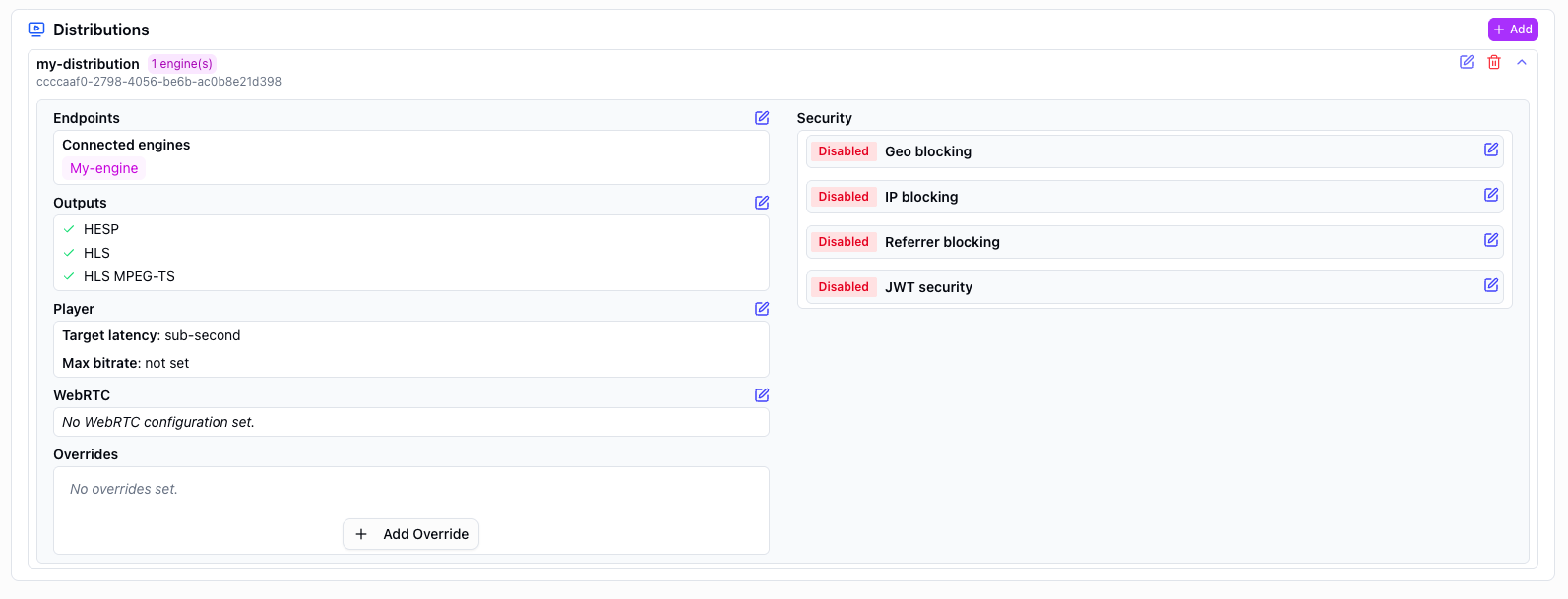 Configure a distribution