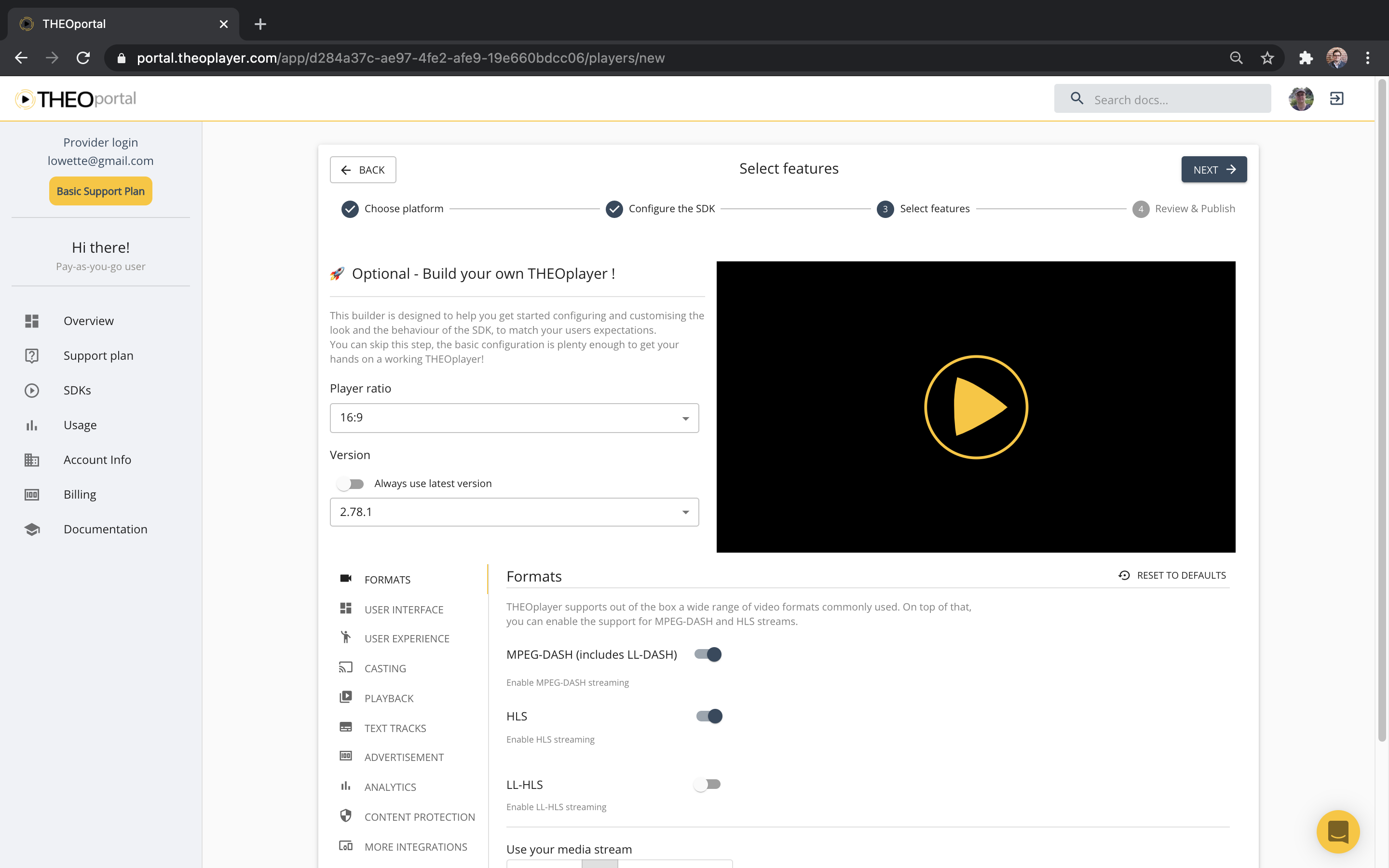 Portal: enabling features of a new SDK