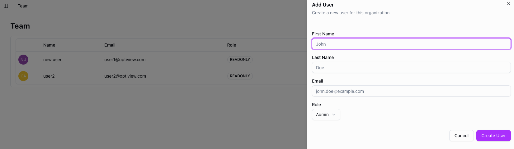Adding a user to the organization