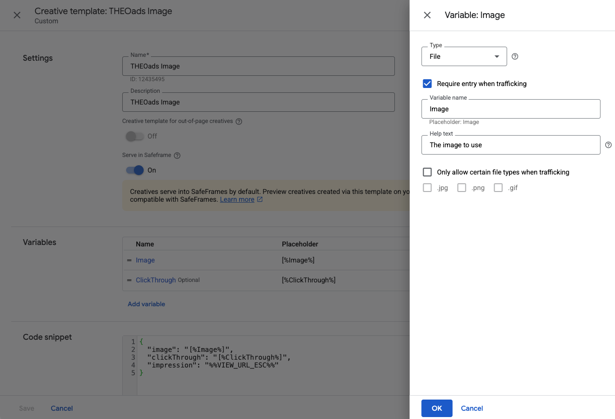 Configure a File type variable Image