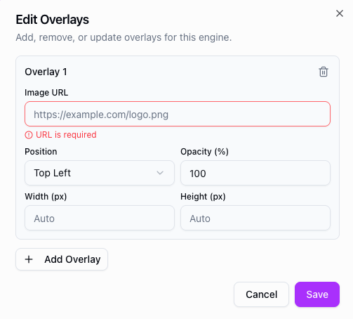 Edit Overlays dialog
